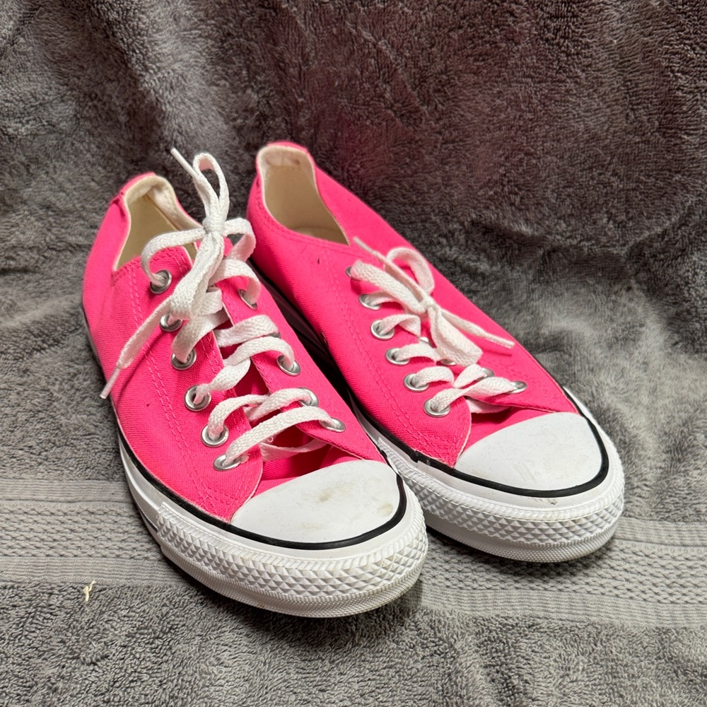 Vibrant Pink Lace-Up Sneakers